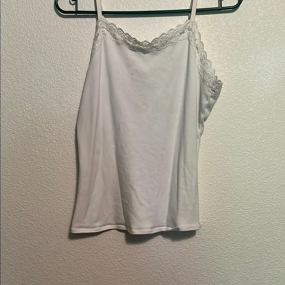 Elegant White Lace Trim Cami Top